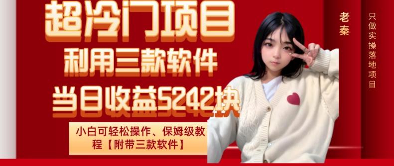 超冷门项目、利用三款软件、当日收益5242块、小白可轻松操作、保姆级教程【附带三款软件】-翻身站