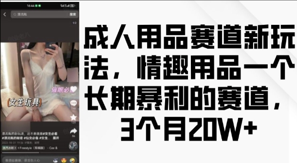 成人用品赛道新玩法，情趣用品一个长期暴利的赛道，3个月收益20个【揭秘】-翻身站