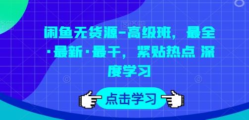 闲鱼无货源-高级班，最全·最新·最干，紧贴热点 深度学习-翻身站