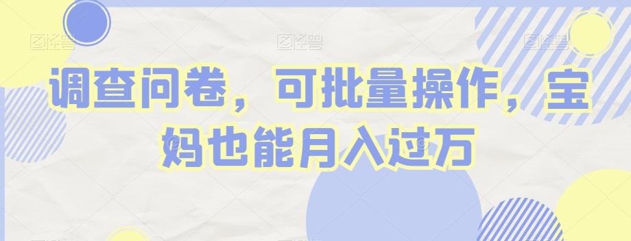 调查问卷，可批量操作，宝妈也能月入过万-翻身站