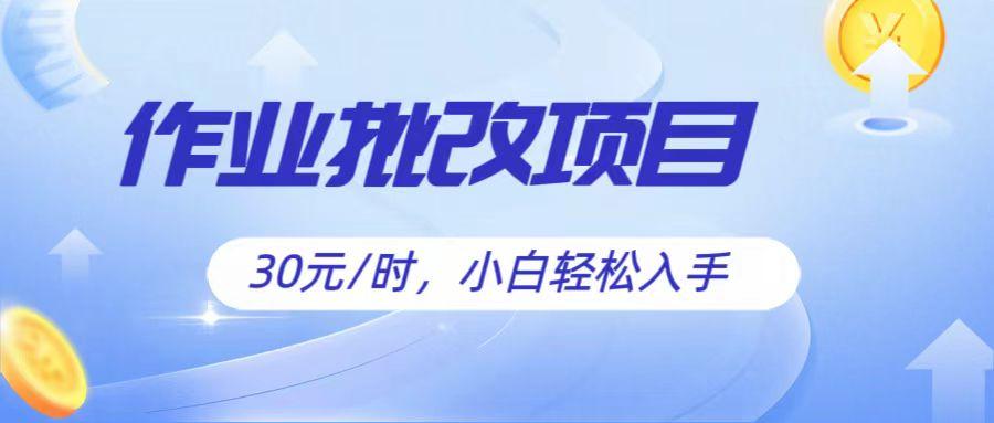 作业批改项目30元/时，简单小白轻松入手，非常适合兼职-翻身站