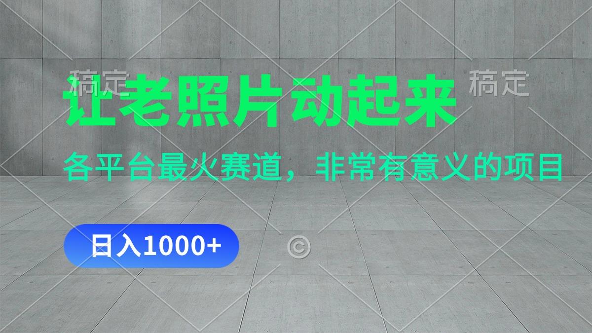 让老照片动起来，一天变现1000+，各平台最火赛道，看完就会-翻身站