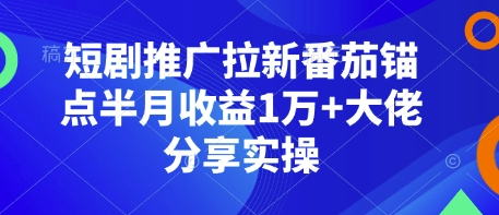 短剧推广拉新番茄锚点半月收益1万+大佬分享实操-翻身站