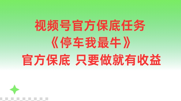 视频号官方保底任务，停车我最牛，官方保底只要做就有收益【揭秘】-翻身站