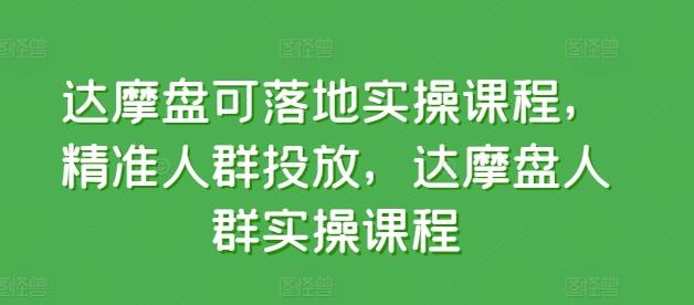 达摩盘可落地实操课程，精准人群投放，达摩盘人群实操课程-翻身站