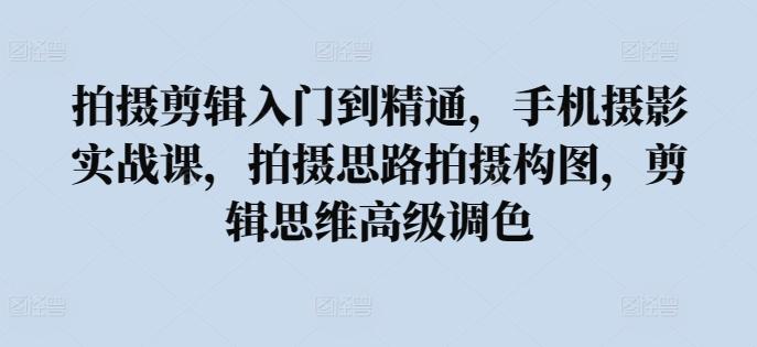 拍摄剪辑入门到精通，​手机摄影实战课，拍摄思路拍摄构图，剪辑思维高级调色-翻身站