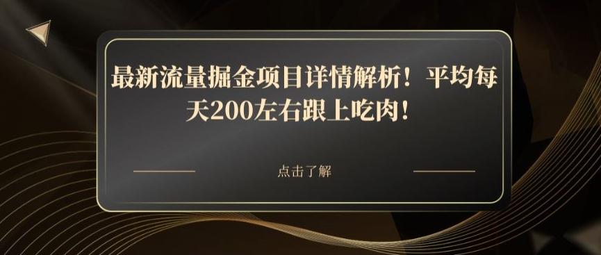 最新流量掘金项目详情解析！平均每天200左右跟上吃肉！-翻身站