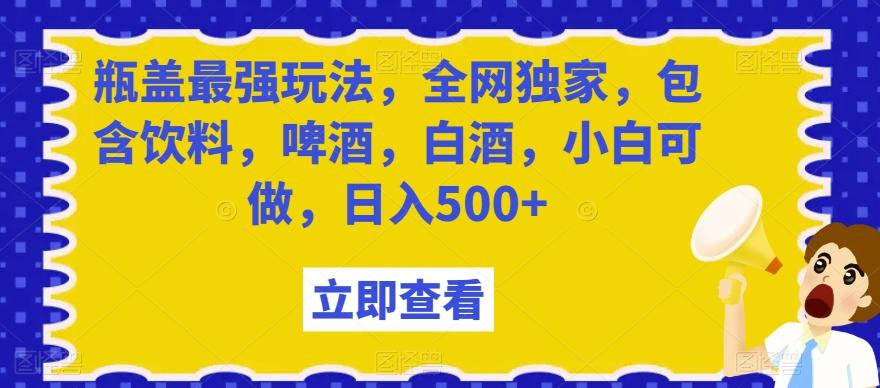 瓶盖最强玩法，全网独家，包含饮料，啤酒，白酒，小白可做，日入500+【揭秘】-翻身站