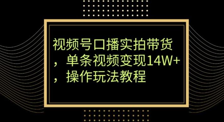 视频号口播实拍带货，单条视频变现14W+，操作玩法教程-翻身站