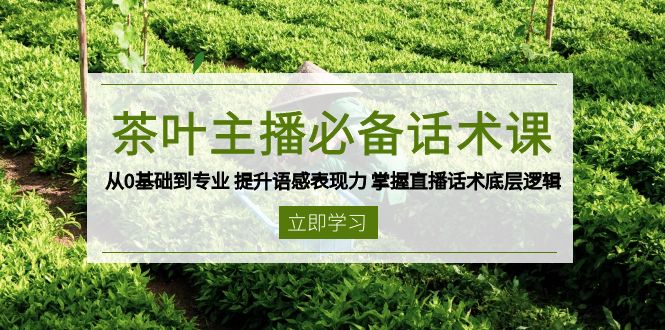 茶叶 主播必备话术课 从0基础到专业 提升语感表现力 掌握直播话术底层逻辑-翻身站