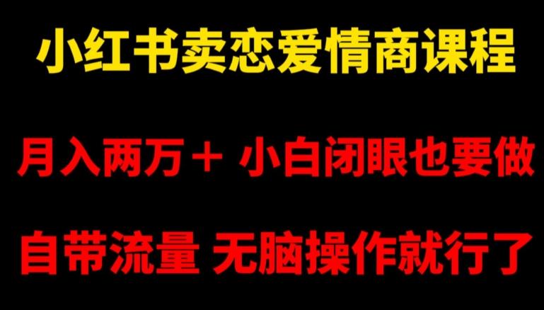 小红书卖恋爱情商课程，月入两万＋，小白闭眼也要做，自带流量，无脑操作就行了【揭秘】-翻身站