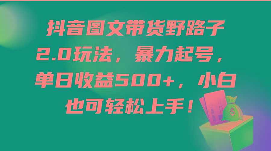 (9790期)抖音图文带货野路子2.0玩法，暴力起号，单日收益500+，小白也可轻松上手！-翻身站
