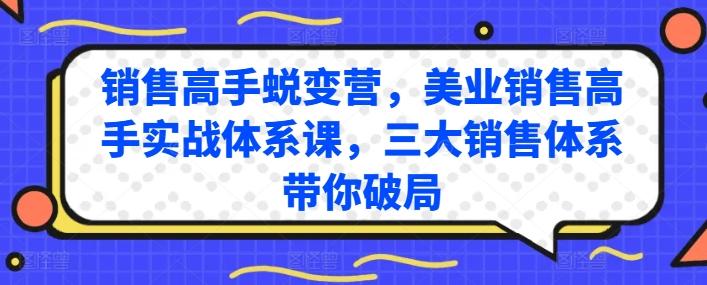 销售高手蜕变营，美业销售高手实战体系课，三大销售体系带你破局-翻身站
