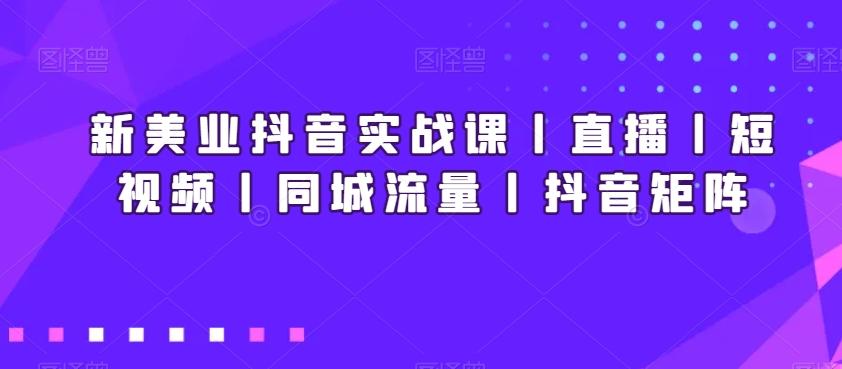 新美业抖音实战课丨直播丨短视频丨同城流量丨抖音矩阵-翻身站