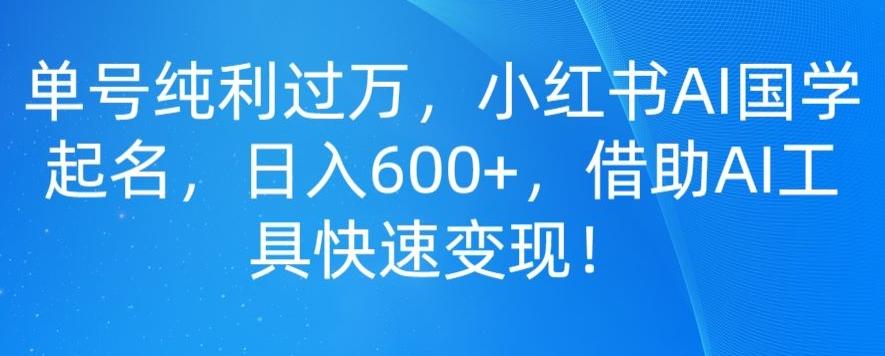 单号纯利过万，小红书AI国学起名，日入600+，借助AI工具快速变现-翻身站