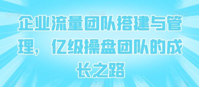 企业流量团队搭建与管理，亿级操盘团队的成长之路-翻身站