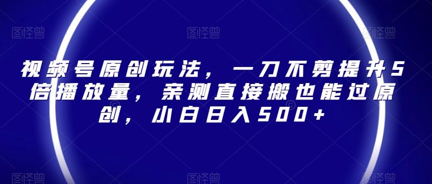 视频号原创玩法，一刀不剪提升5倍播放量，亲测直接搬也能过原创，小白日入500+【揭秘】-翻身站