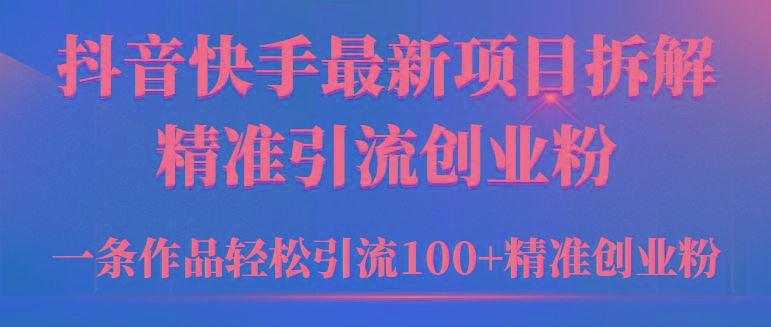 (9447期)2024年抖音快手最新项目拆解视频引流创业粉，一天轻松引流精准创业粉100+-翻身站