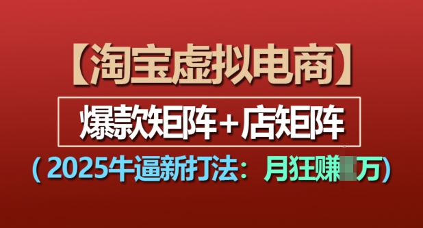 淘宝虚拟电商，2025牛逼新打法：爆款矩阵+店矩阵，月入过万-翻身站