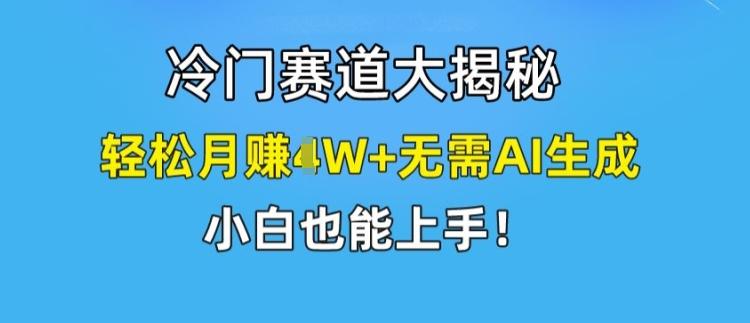 冷门赛道大揭秘，轻松月赚1W+无需AI生成，小白也能上手【揭秘】-翻身站