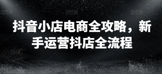 抖音小店电商全攻略，新手运营抖店全流程-翻身站