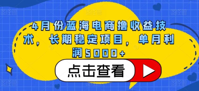 4月份蓝海电商撸收益技术，长期稳定项目，单月利润5000+【揭秘】-翻身站
