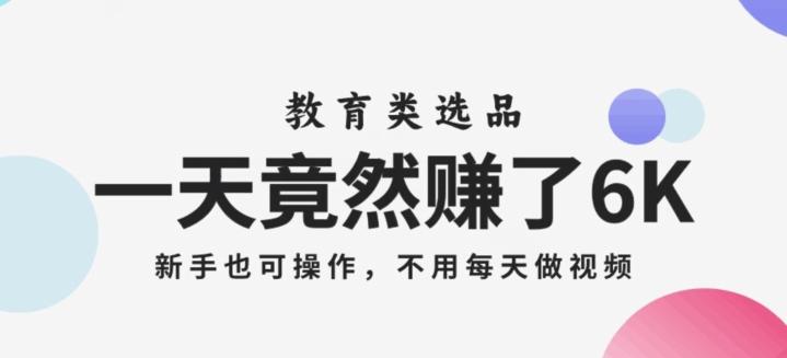 一天竟然赚了6000多，教育类选品，新手也可操作，更不用每天做短视频【揭秘】-翻身站