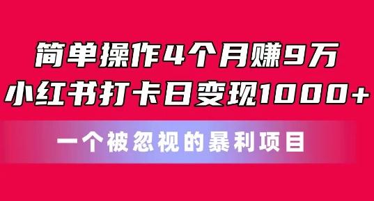 简单操作4个月赚9w，小红书打卡日变现1k，一个被忽视的暴力项目【揭秘】-翻身站