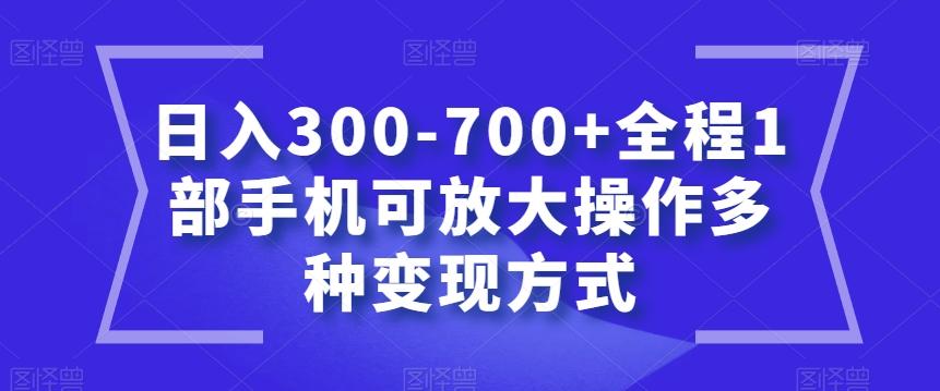 日入300-700+全程1部手机可放大操作多种变现方式【揭秘】-翻身站