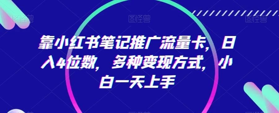 靠小红书笔记推广流量卡，日入4位数，多种变现方式，小白一天上手-翻身站