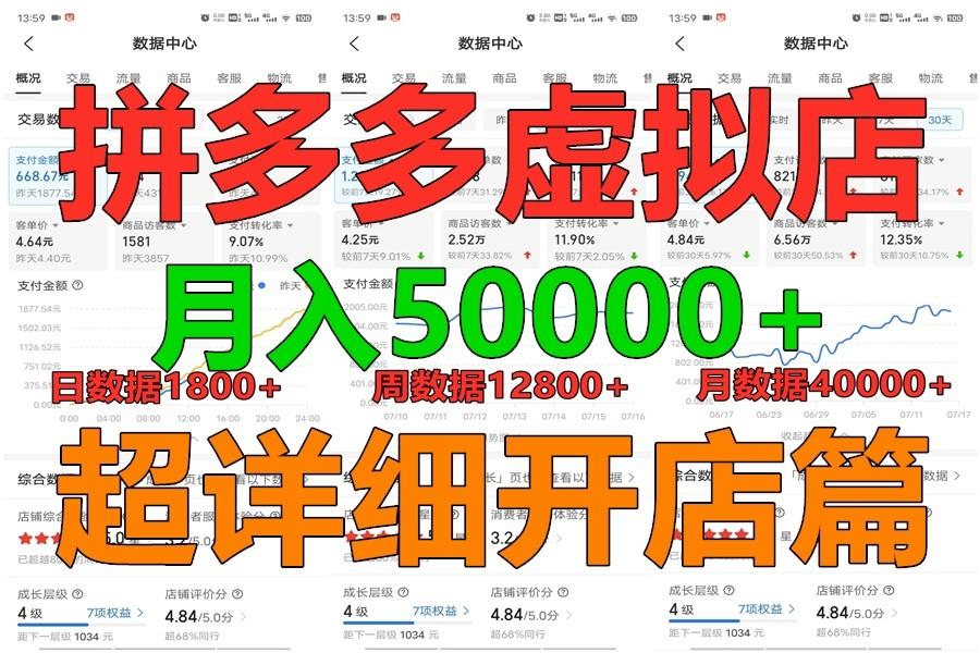 拼多多虚拟电商训练营月入40000+你也行，暴利稳定长久，副业首选-翻身站