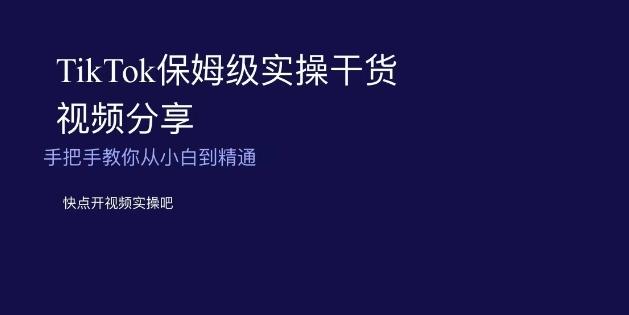 TikTok保姆级实操干货视频分享，手把手教你从小白到精通-翻身站