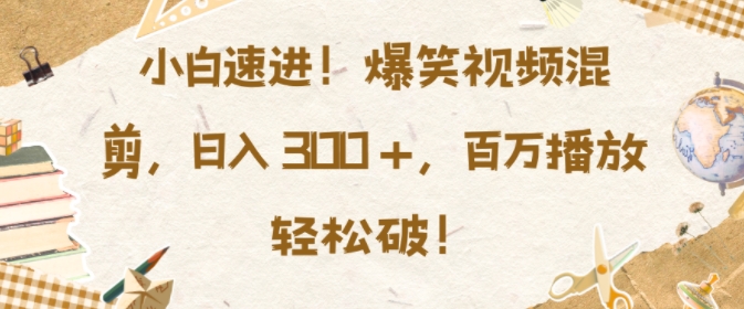 小白速进，爆笑视频混剪，日入3张，百万播放轻松破【揭秘】-翻身站