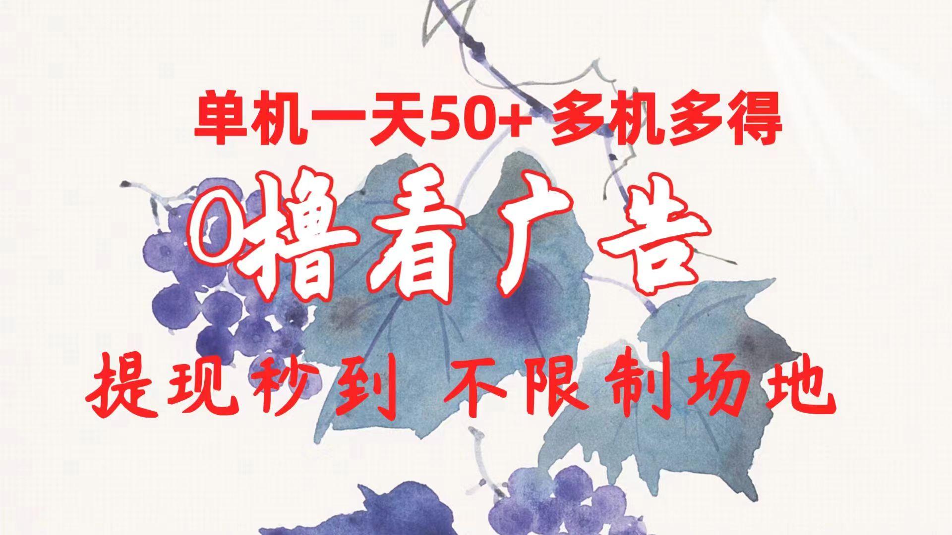 0撸看广告 单机一天50+多机多得 提现秒到 不限制场地操作-翻身站
