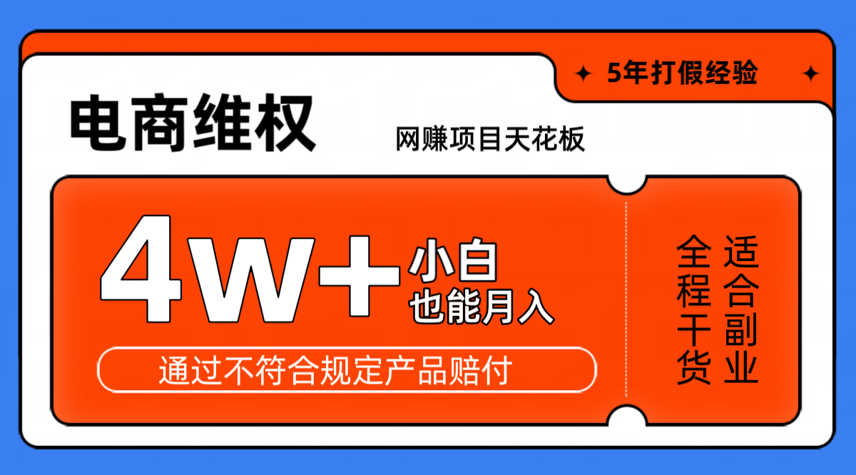 网赚项目天花板电商购物维权月收入稳定4w+独家玩法小白也能上手-翻身站