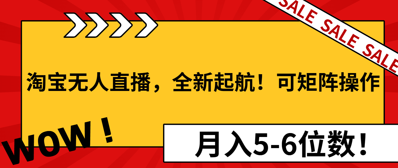 淘宝无人直播，全新起航！可矩阵操作，月入5-6位数！-翻身站