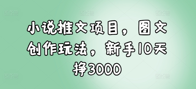 小说推文项目，图文创作玩法，新手10天挣3000-翻身站