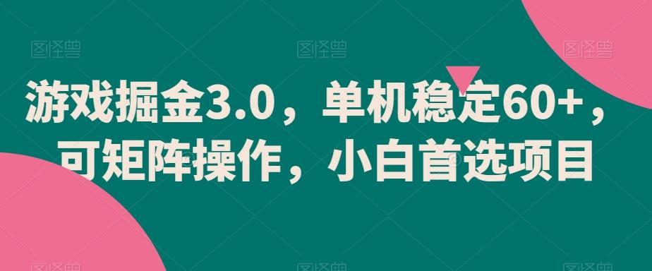 游戏掘金3.0，单机稳定60+，可矩阵操作，小白首选项目【揭秘】-翻身站