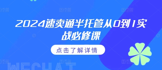 2024速卖通半托管从0到1实战必修课，掌握通投广告打法、熟悉速卖通半托管的政策细节-翻身站