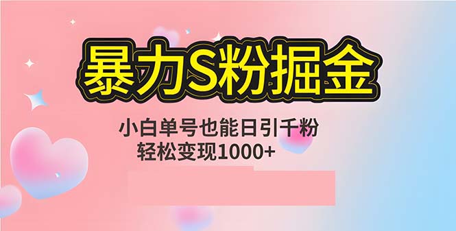 单人单机日引千粉，变现1000+，S粉流量掘金计划攻略-翻身站