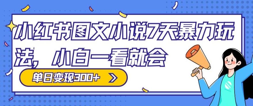 小红书图文小说7天暴力玩法，小白一看就会，单日变现300+-翻身站