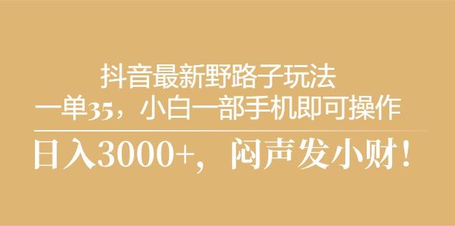 抖音最新野路子玩法，一单35，小白一部手机即可操作，，日入3000+，闷…-翻身站