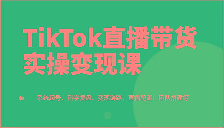 TikTok直播带货实操变现课：系统起号、科学复盘、变现链路、直播配置、团队搭建等-翻身站