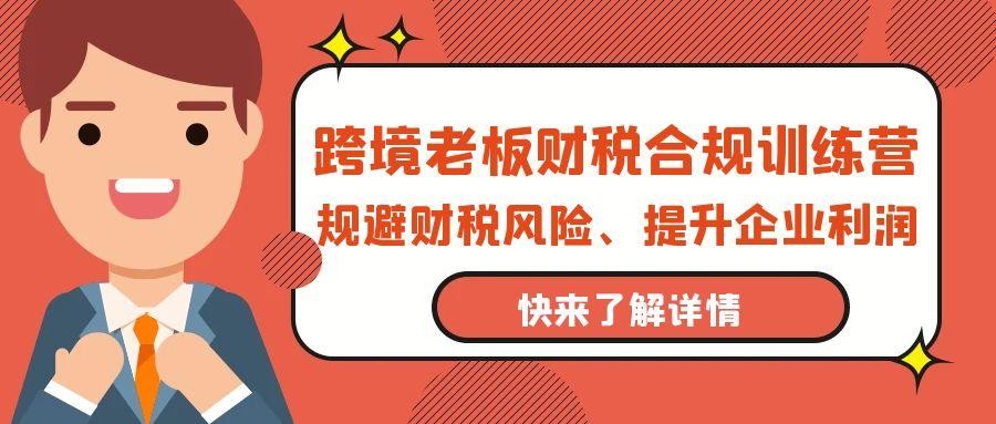 (9838期)跨境老板-财税合规训练营，规避财税风险、提升企业利润-翻身站