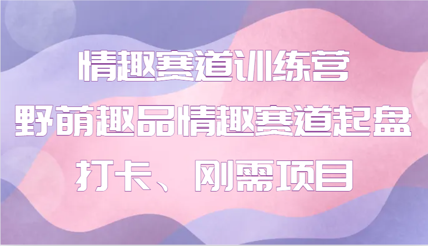 情趣赛道训练营 野萌趣品情趣赛道起盘打卡、刚需项目-翻身站