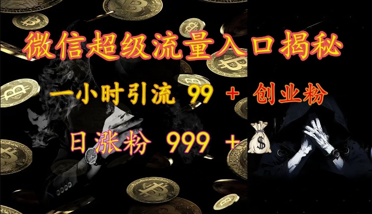 微信超级流量入口揭秘：一小时引流 99 + 创业粉，日涨粉 999 +-翻身站