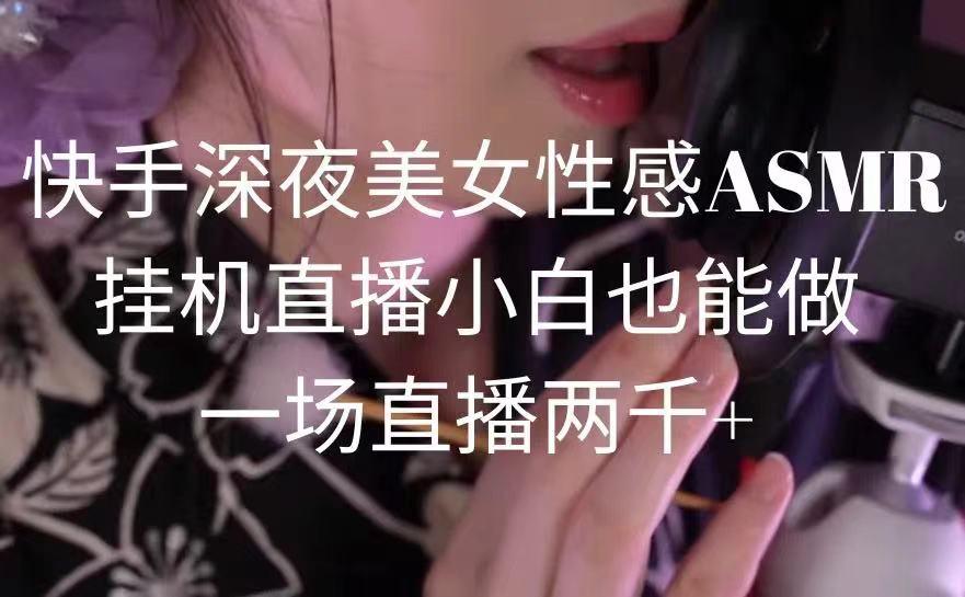 快手深夜美女性感ASMR挂机直播，小白也能做，一场直播两千+-翻身站
