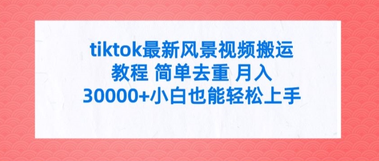tiktok最新风景视频搬运教程 简单去重 月入3W+小白也能轻松上手【揭秘】-翻身站