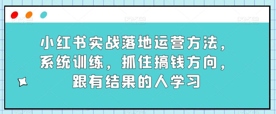 小红书实战落地运营方法，系统训练，抓住搞钱方向，跟有结果的人学习-翻身站
