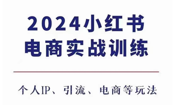2024小红书电商3.0实战训练，包含个人IP、引流、电商等玩法-翻身站